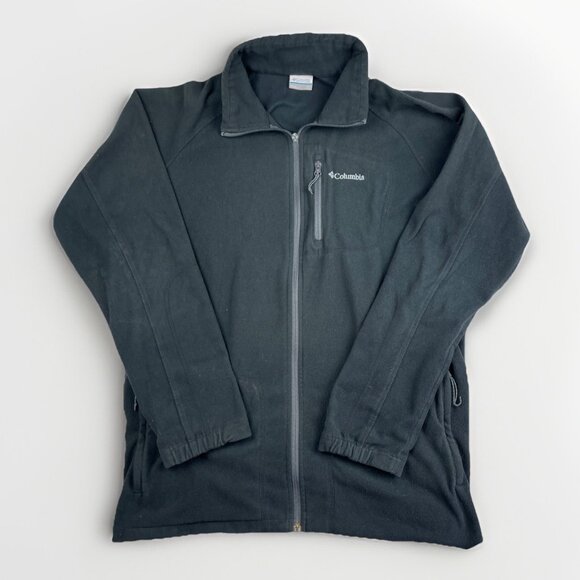 Columbia Sweater Mens 2X T  Black / Grey Fast Trek Full Zip Fleece Hiking READ** - Picture 1 of 16
